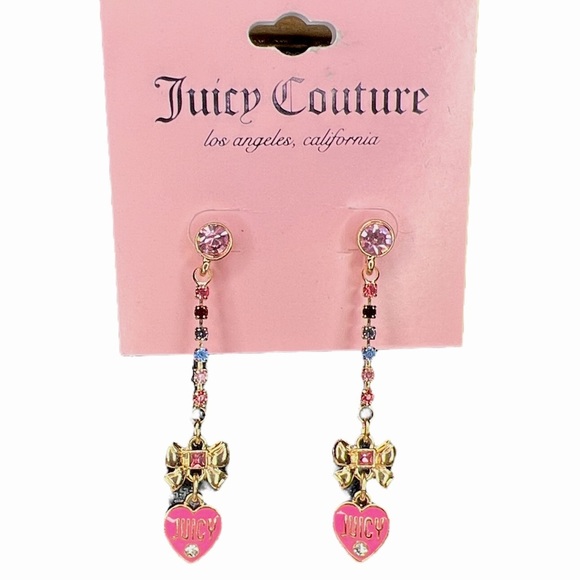 💕JUICY COUTURE DANGLE DROP HEART EARRINGS💕 - Picture 1 of 2